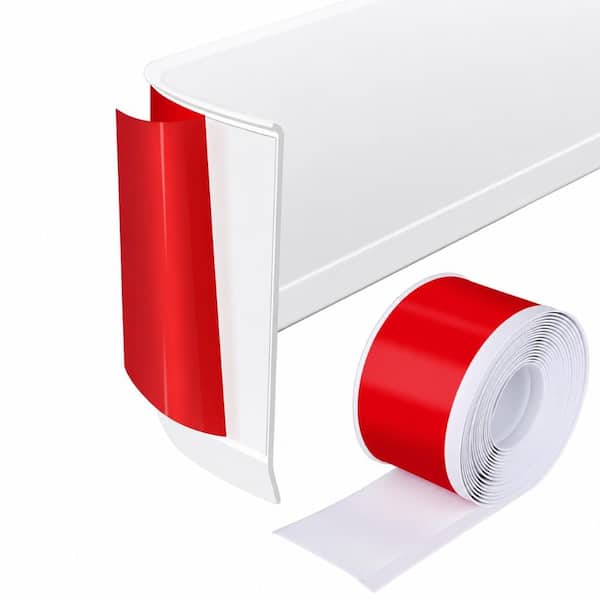 4 in. x 80 ft. PVC Peel and Stick Baseboard Molding Trim White for Bath Base/Pan Installation