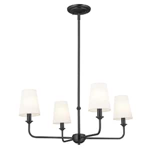 Pallas 25 in. 4-Light Black Traditional Shaded Circle Mini Chandelier for Dining Room