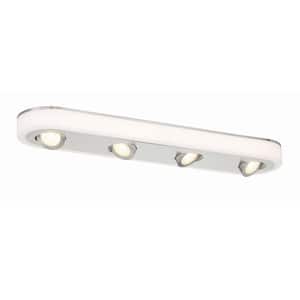 Pivot 32 in. Contemporary Brushed Nickel Integrated LED Flush Mount with Gimbal Lights and Selectable CCT with Remote