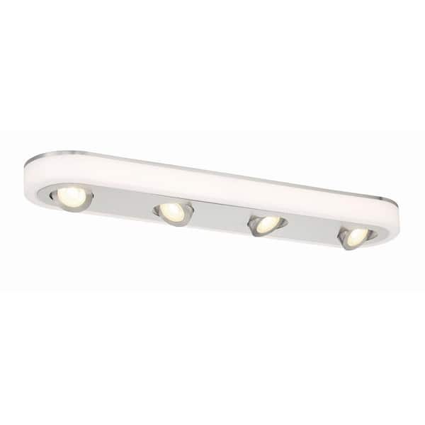 EnviroLite Pivot 32 in. Contemporary Brushed Nickel Integrated LED Flush Mount with Gimbal Lights and Selectable CCT with Remote