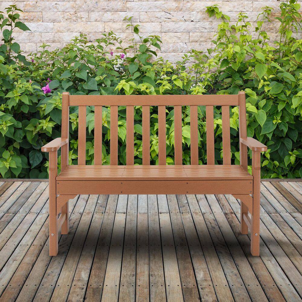 Weather Risistance 49 in. 2-Person Teak HDPE Plastic Outdoor Patio Garden Bench price history on PriceWatchPro