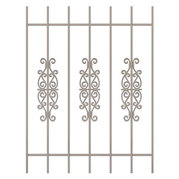 Unique Home Designs Victorian Scrolls 36 in. x 48 in. Tan 7-Bar Window Guard-DISCONTINUED