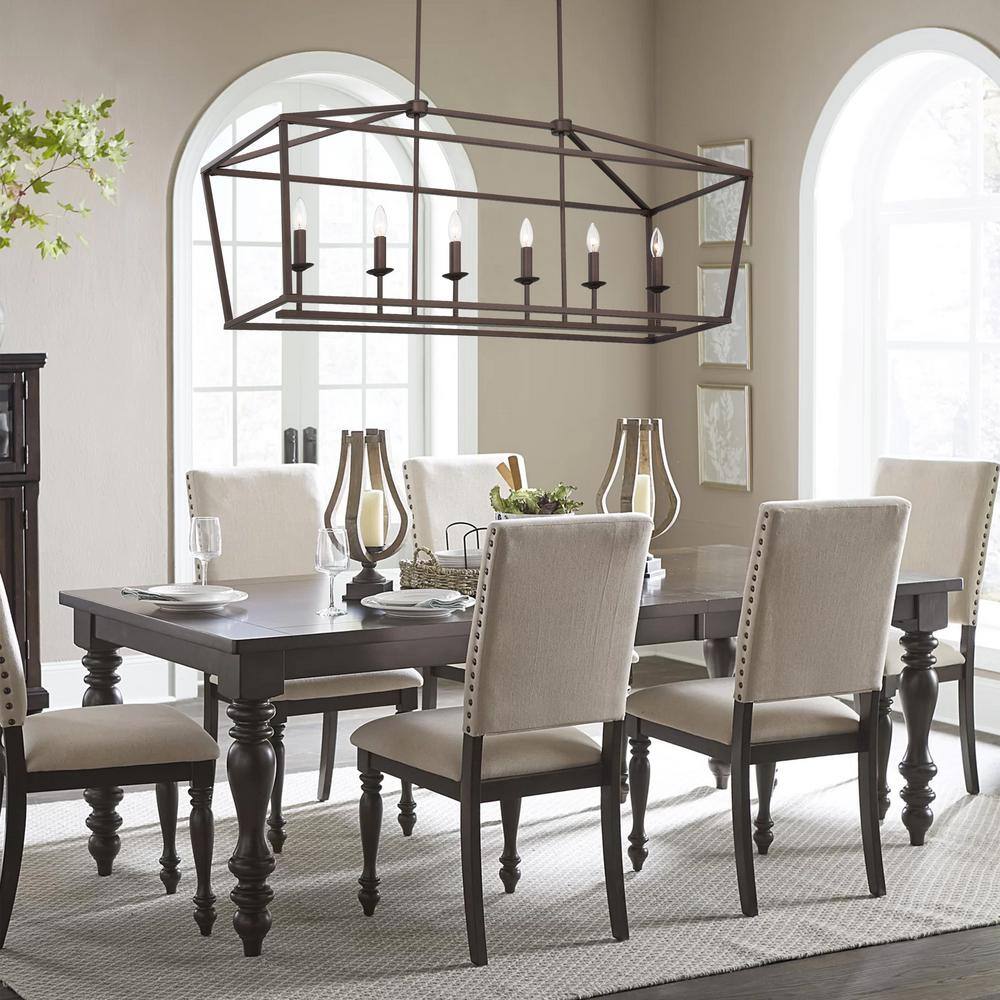 Oil Rubbed Bronze 6-Light Candle Style Linear Pendant