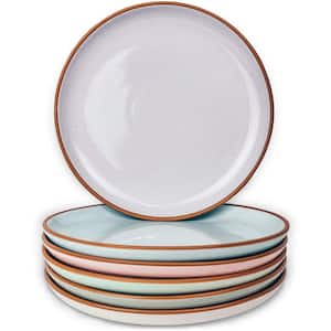 Assorted Colors Ceramic Charm Scratch-Resistant Plates Dessert, Appetizer, Salad Plate (6-Piece)