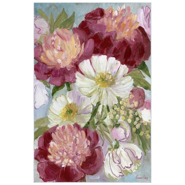 Empire Art Direct Multi-Colored 5 ft. x 8 ft. Eleanora painterly florals Washable Art Area Rug