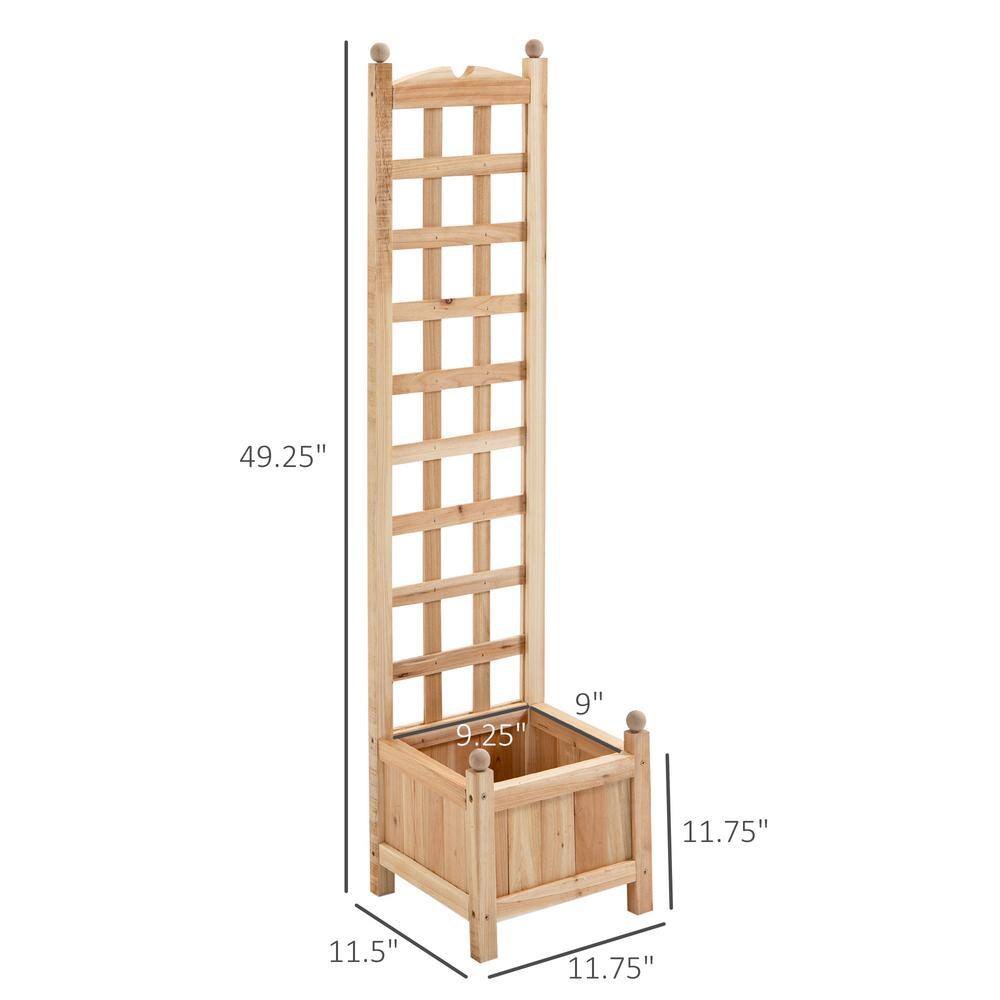 Natural Wood Raised Garden Bed with Trellis for Climbing Plants
