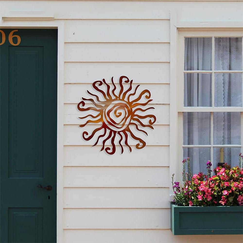 25cm 米国 ビンテージ ROMA アートパネル 壁掛けmade in USA 1 Pack Wall Art 12 in. x 12 in. Copper Wacky Sun Metal Work, Wall