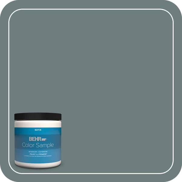 BEHR PREMIUM PLUS 8 oz. #N440-5 Coney Island Satin Enamel Interior/Exterior Paint & Primer Color Sample