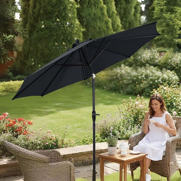 9 foot patio umbrellas on sale Safavieh UV Resistant Zimmerman ft Crank Black/ White Market Umbrella 2324 Orange 9 ft Patio Size:Low-Step - 50cm The smooth crank lift