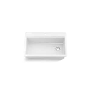 Lassen 33 in. Drop-in/Undermount Single Bowl Granite Composite Kitchen Sink in Matte White