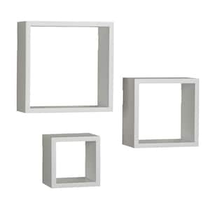 4 in. x 9 in. x 9 in. White Wood Decorative Cubby Wall Shelves