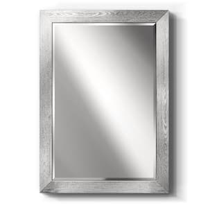 29 in. W x 41 in. H Framed Rectangle Beveled Edge Wood Mirror in Silver