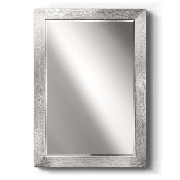 Wexford Home 29 in. W x 41 in. H Framed Rectangle Beveled Edge Wood Mirror in Silver