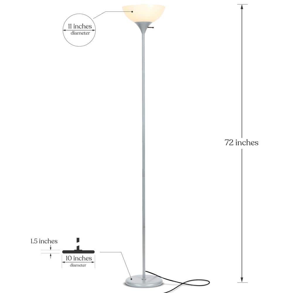 Brightech Sky Dome Silver Torchiere LED Floor Lamp for Kids and Nurseries