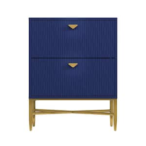 Modern Blue 2 Drawer 19.69 in. Wood Nightstand