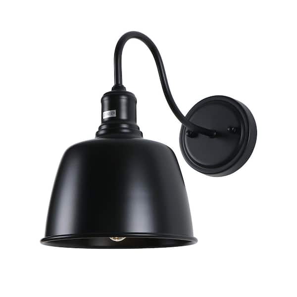 OUKANING 7.08 in. 1-Light Black Modern Industrial Wall Sconce for Bedroom Hallway Living Room, No Bulbs Included (2-Piece)