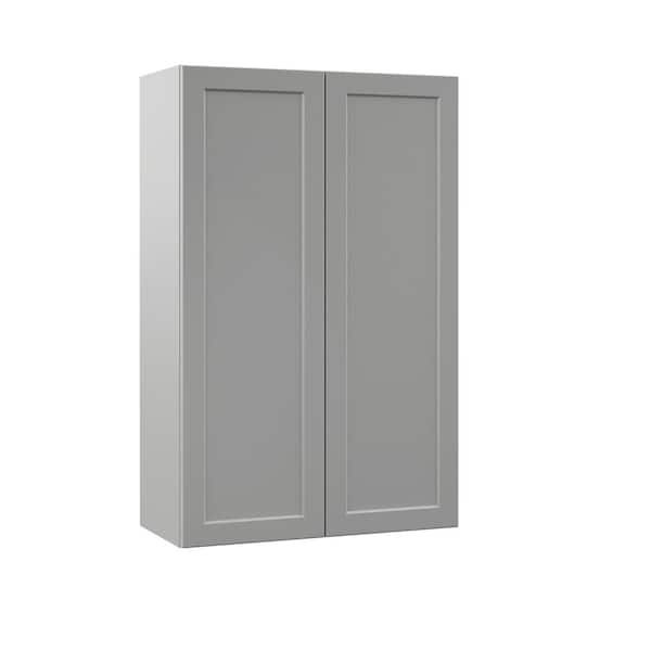 Hampton Bay Designer Series Melvern Assembled 27x42x12 in. Wall Kitchen Cabinet in Heron Gray