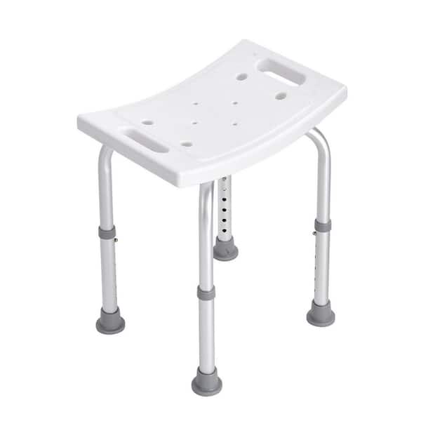 5.52 in. W Free-standing Adjustable H8 Walk In Shower Seat with Built-in Handles-Non-Slip Bath Stool in White