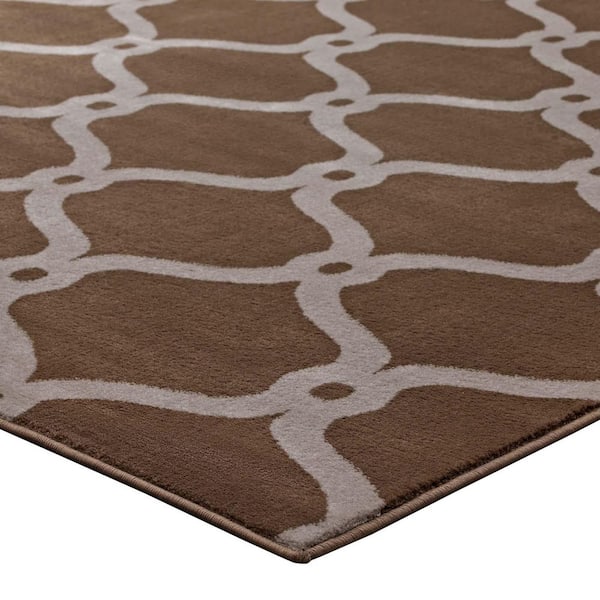 Beltara 8 ft. x 10 ft. in Dark Tan and Beige Chain Link Transitional Trellis Area Rug
