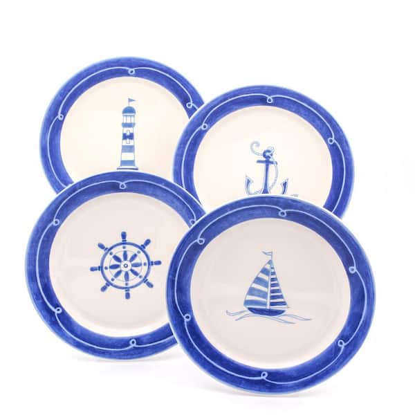 Euro Ceramica Ahoy 4-Piece Assorted Salad Plate Set
