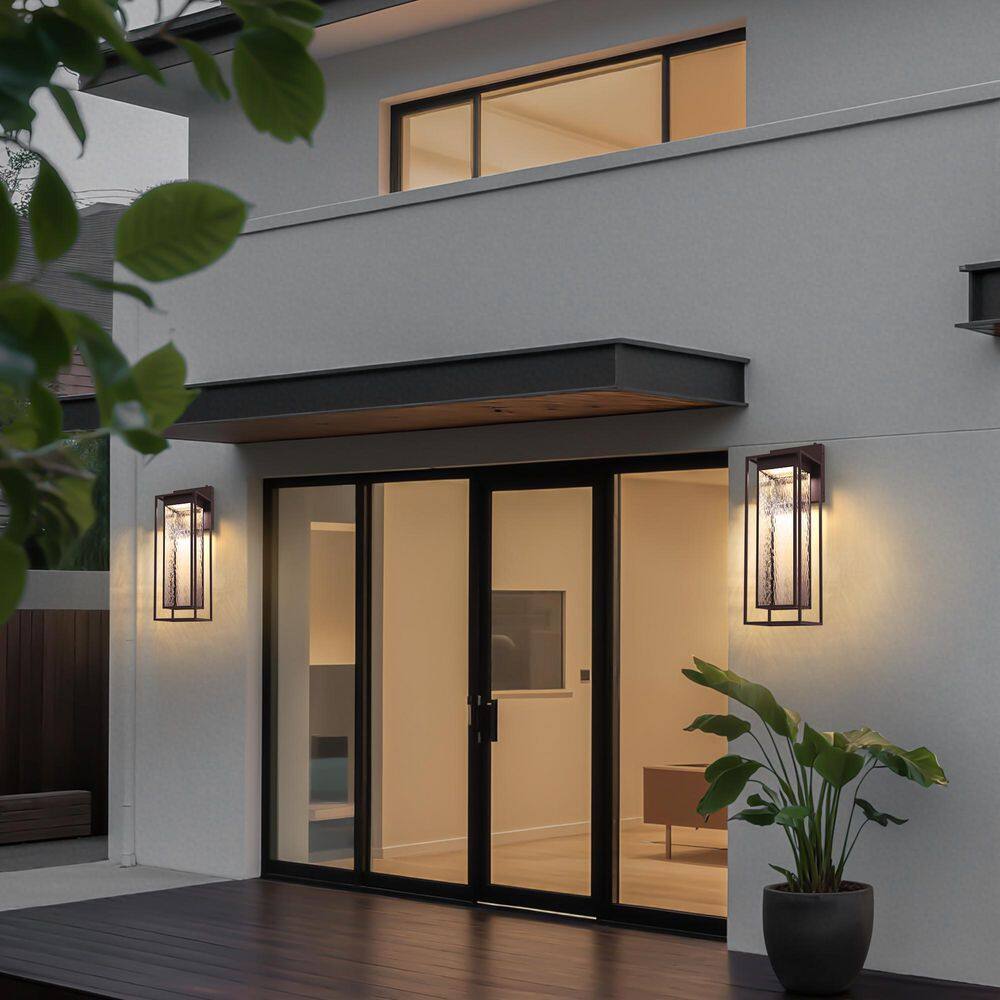 28 in. Bronze Modern Dusk to Dawn LED Outdoor Exterior Garage Front Porch Wall Lights Sconces Lighting Fixtures price history on PriceWatchPro