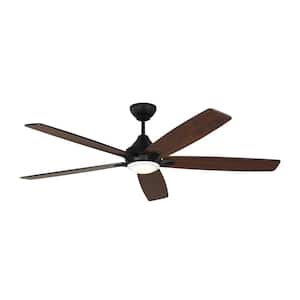 Lowden Smart 60 in. LED Indoor/Outdoor Midnight Black Ceiling Fan with Light Kit, Remote Control and Reversible Motor