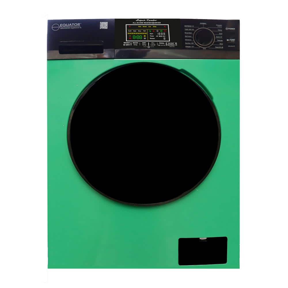 24 in. 1.9 cu.ft. Digital Compact 110V Vented/Ventless 18 lbs Washer Dryer Combo 1400 RPM in Green/Black