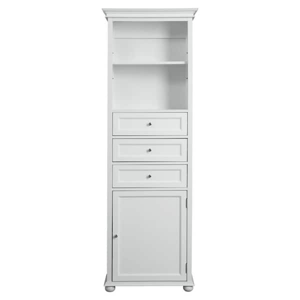 Hampton Harbor 22 in. W x 10 in. D x 68 in. H White Freestanding Linen Cabinet