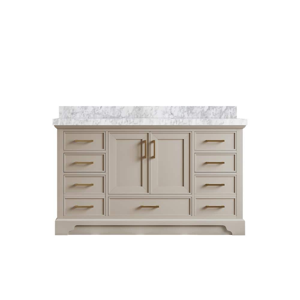 Charlotte 60 in. Single Sink Freestanding Fine Grain Bath Vanity with Carrara Marble Top price history on PriceWatchPro