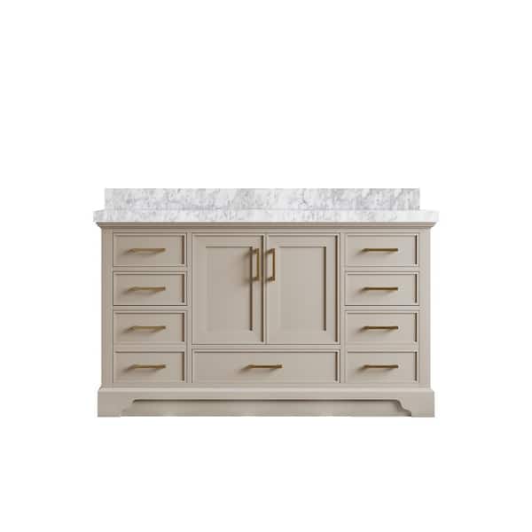 Willow Collections Charlotte 60 in. Single Sink Freestanding Fine Grain Bath Vanity with Carrara Marble Top