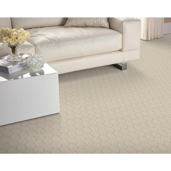 Entanglement Ivory/Plains Beige 12 ft. 27 oz. Wool Pattern Carpet - Installation Required