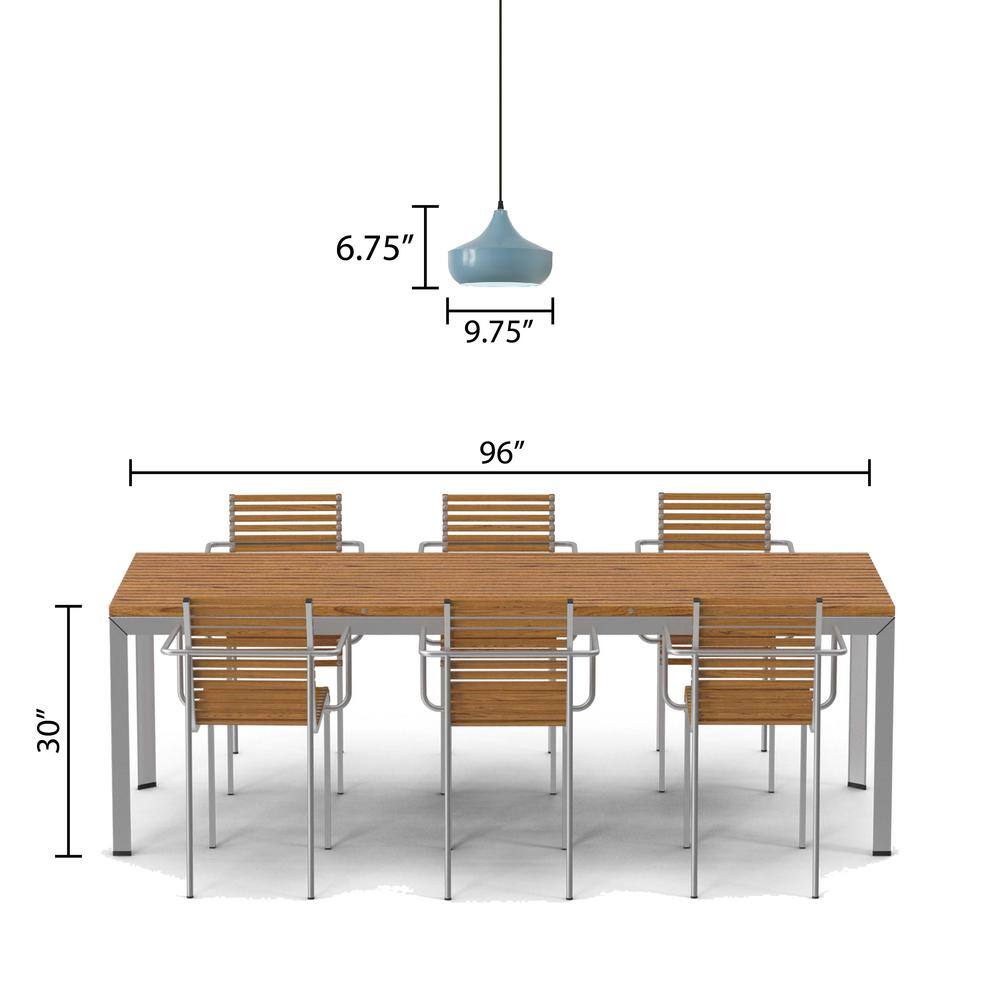 Powder Blue Metal Dome Pendant Light with Adjustable Height