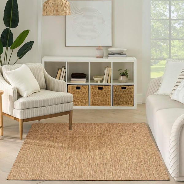 Horizon Natural 4 ft. x 6 ft. Indoor/Outdoor Geometric Contemporary Area Rug