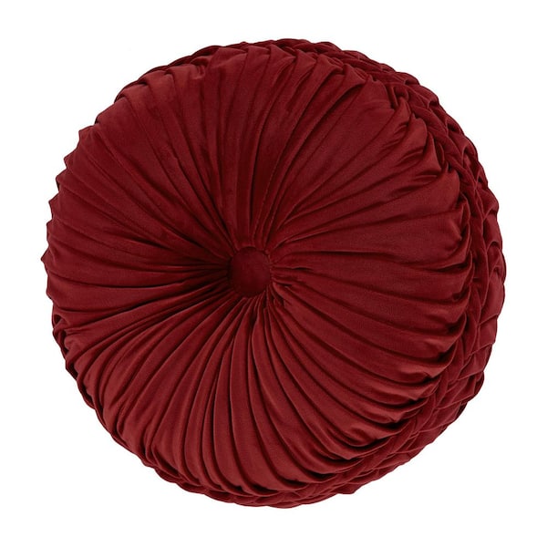 Unbranded Nicholas Crimson Polyester Tufted Round Decorative 15 in. x 15 in. Throw Pillow