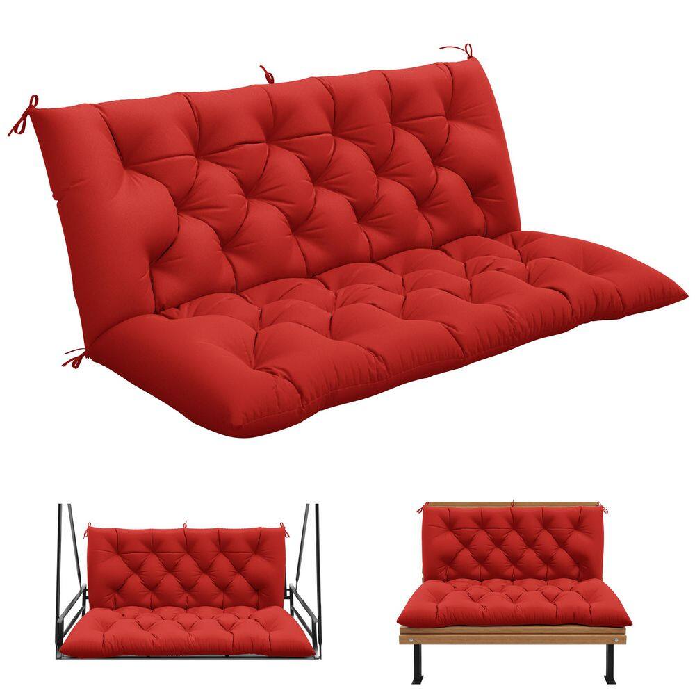 60 in. x 40 in. 2-3 Seater Patio Contoured Replacement Bench Cushion Outdoor Porch Swing Cushion Cushion Red