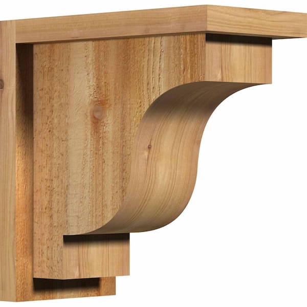 Ekena Millwork 6 in. x 12 in. x 12 in. Western Red Cedar Newport Rough Sawn Corbel with Backplate