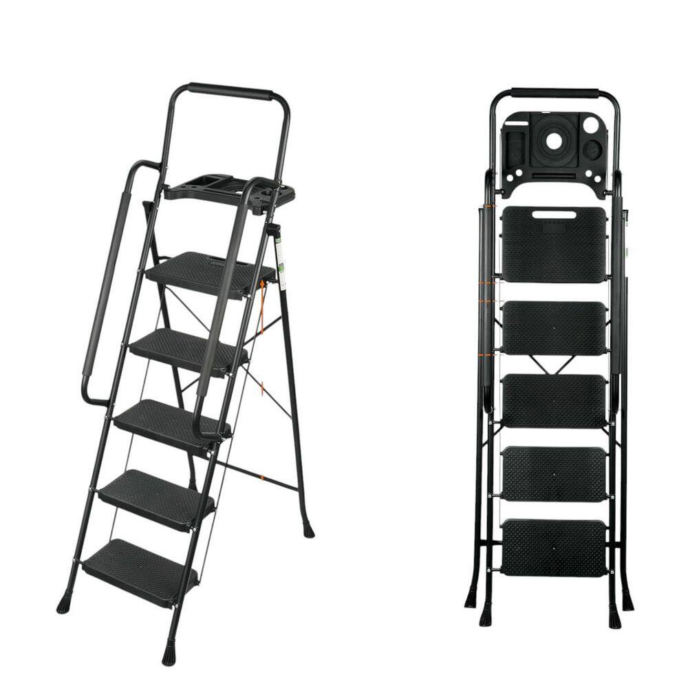 スツール Stepladder natural JungleA 3 Step Ladder, Folding Step Stool for Adults, Wide