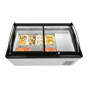 Hard Ice Cream Showcase 43 in. 6.36 cu.ft. Auto / Cycle Defrost Chest Freezer in White with 6 Square Pans, LED Light