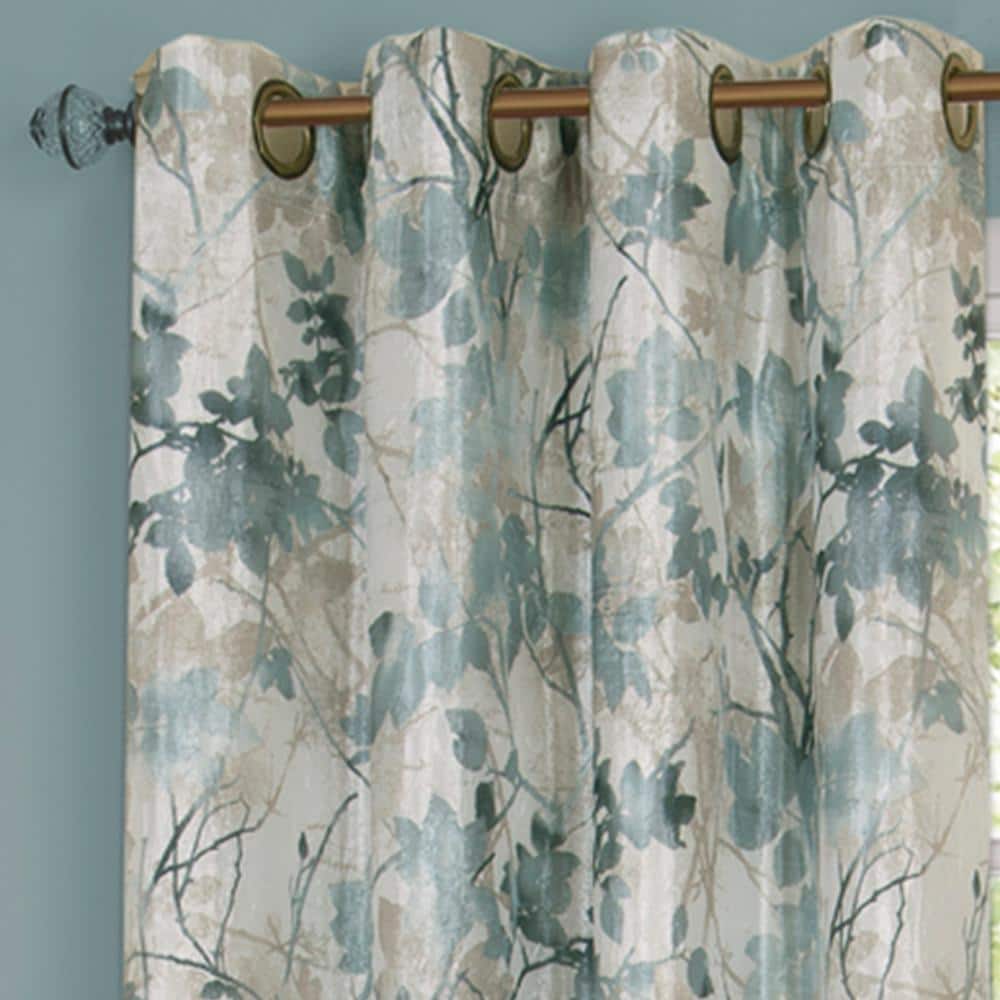 Mist Blue Polyester Blackout Grommet Window Panel 50x63