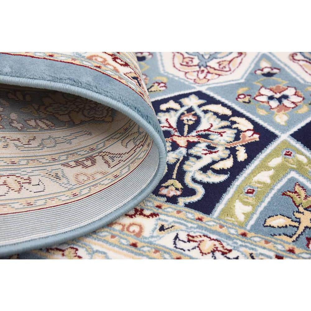 Blue Floral 8' x 10' Stain-Resistant Easy Care Rug