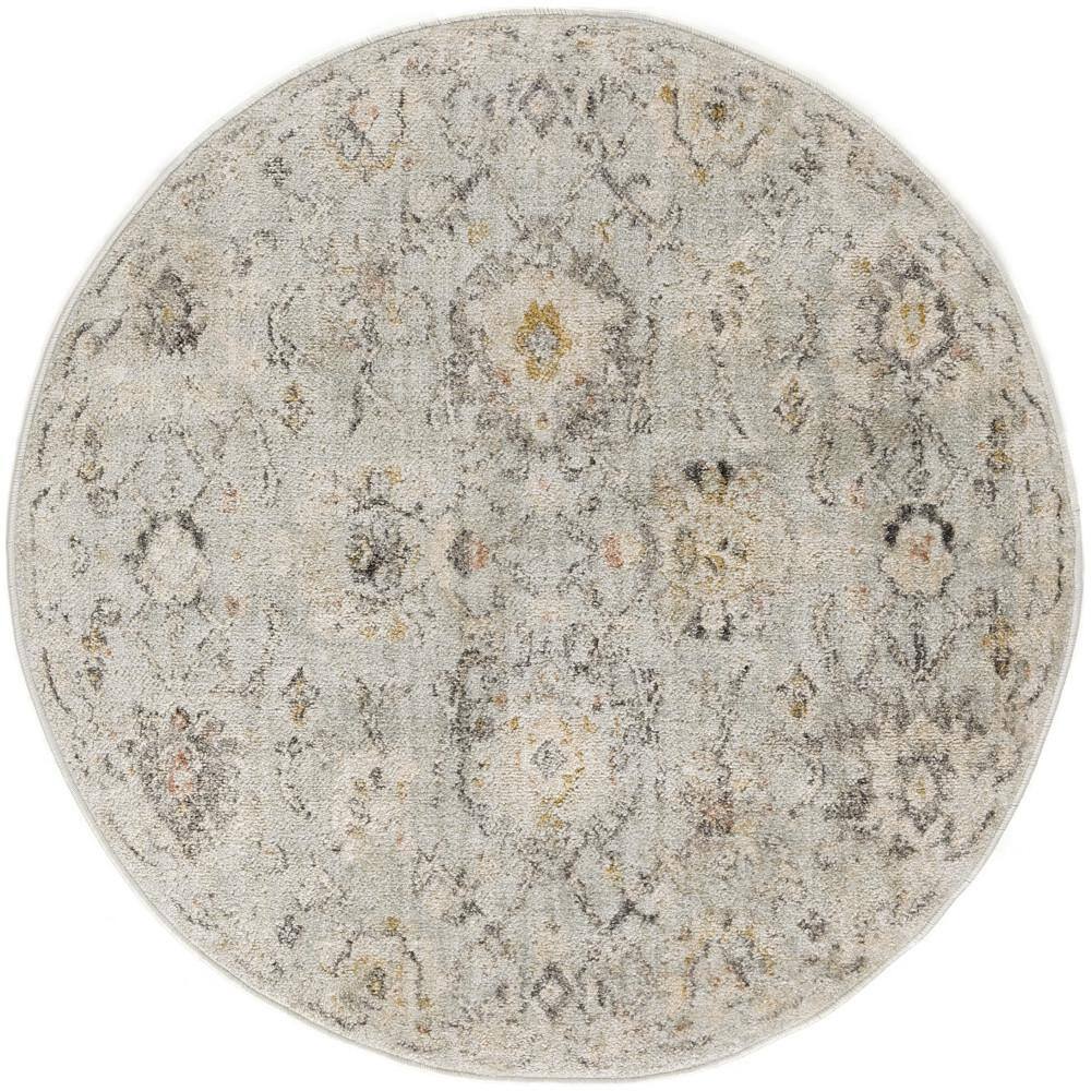 Mint Green Round Synthetic Floral Area Rug 7'10"
