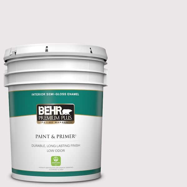 BEHR PREMIUM PLUS 5 gal. #PR-W03 Melodic White Semi-Gloss Enamel Low Odor Interior Paint & Primer