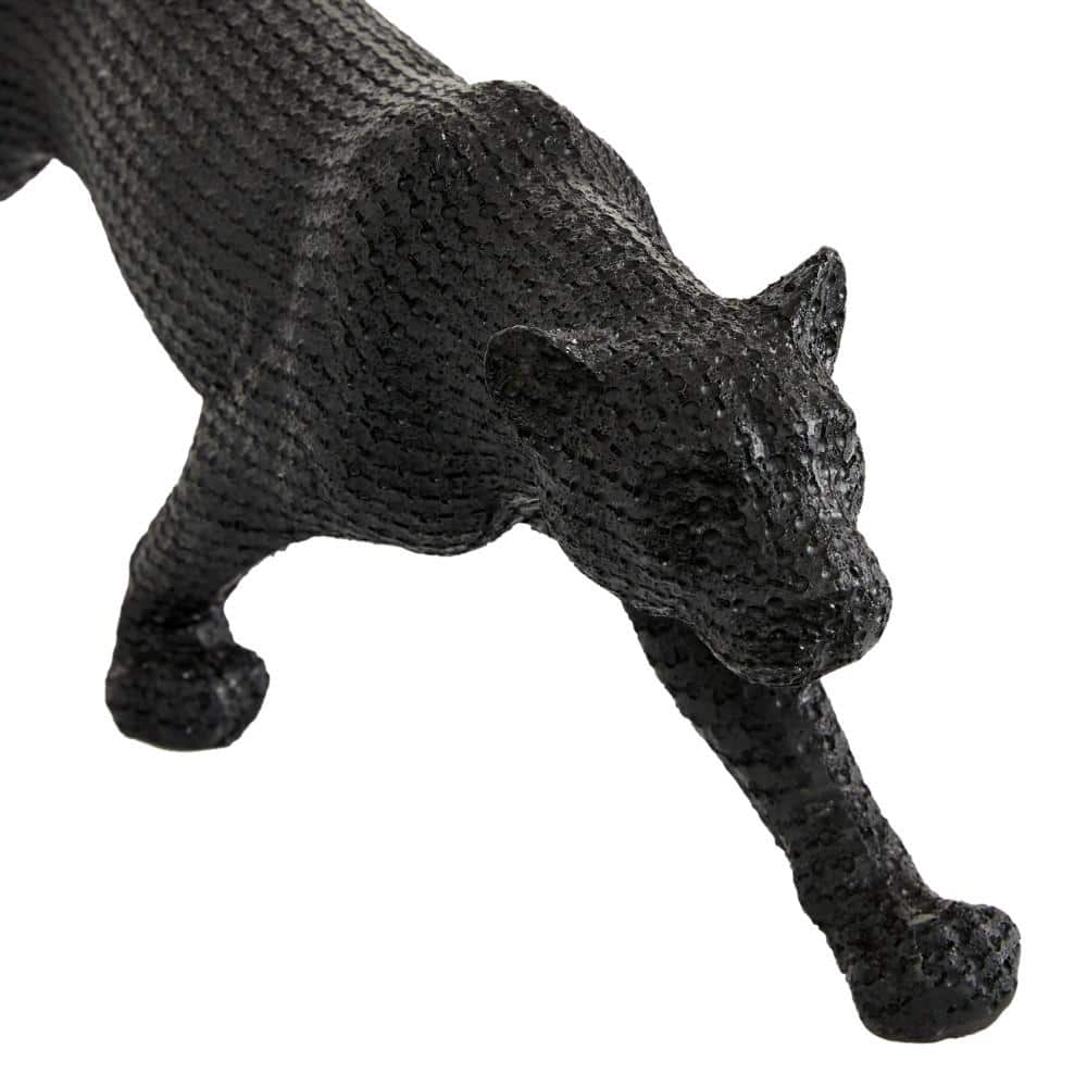 18" Black Resin Leopard Sculpture Set
