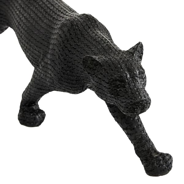 Black Polystone Leopard Sculpture (Set of 2)