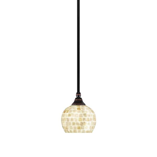 Unbranded Sparta 100-Watt 1 Light Black Copper Shaded Pendant, Mini Pendant Light with Mystic Seashell Shade No Bulb Included