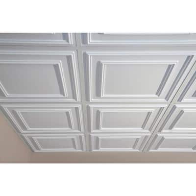 Cambridge White 2 ft. x 2 ft. Lay-in or Glue-up Ceiling Panel (Case of 6)