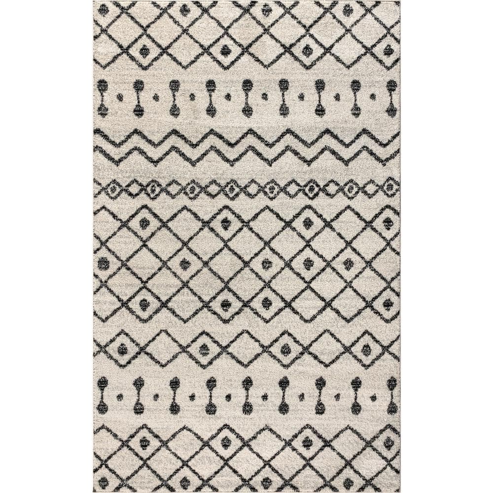 Aksil Moroccan Beni Souk 8' x 10' Cream & Black Area Rug