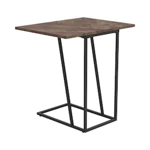 11.5 in. Brown Rectangular Wood End Table with Metal Frame