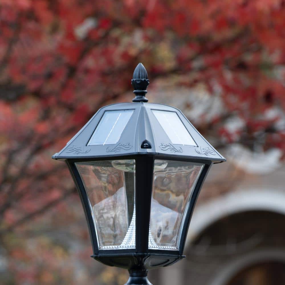 Black Solar Powered LED Dusk to Dawn Lantern Post
