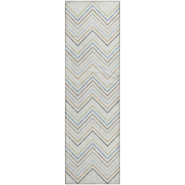 Mayfield Premium Machine Washable Abstract AMF2392 Ivory 2 ft. x 7 ft. Runner Rug